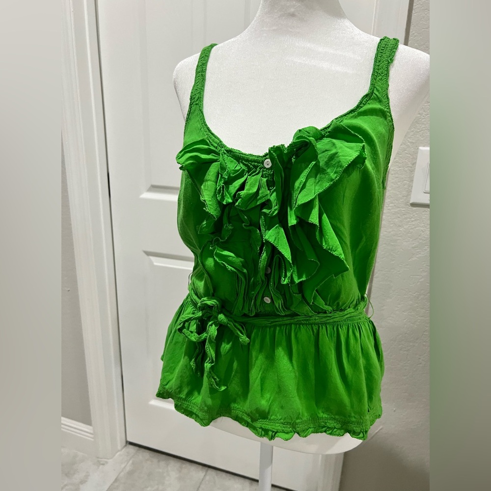 Abercrombie & Fitch Green Ruffled Women's Top